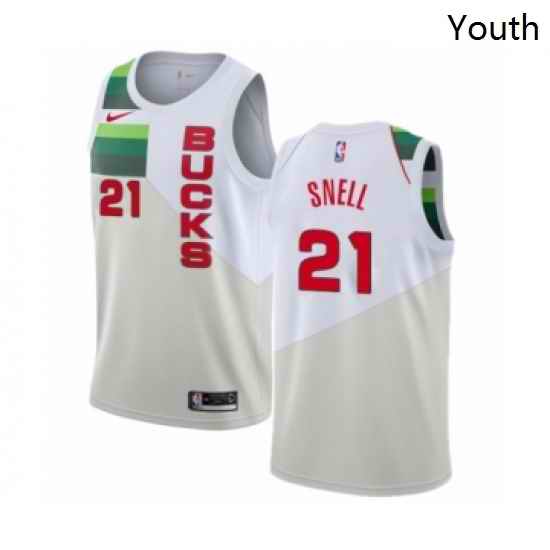 Youth Nike Milwaukee Bucks 21 Tony Snell White Swingman Jersey Earned Edition
